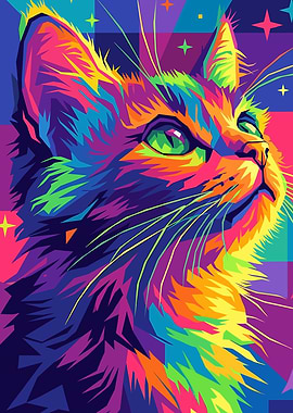 Colorful Cat Portrait