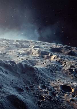 Moon Surface with Starry Sky