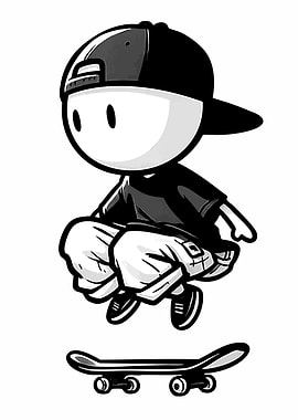 Skater Kid Jumping with Skateboard