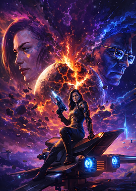 Sci-fi warrior in space