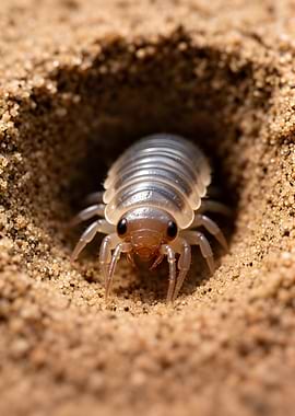 Isopod Emerging from Sand Burrow