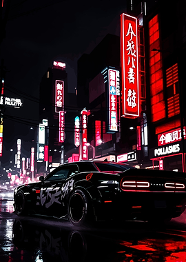 Cyberpunk Sleek Car in Neon City