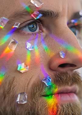 Man with Rainbow Light Refractions