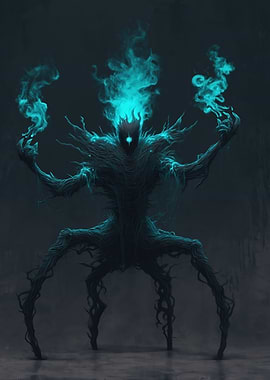 Ethereal Forest Spirit with Blue Flames