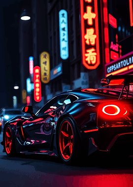 Cyberpunk Car in Neon City