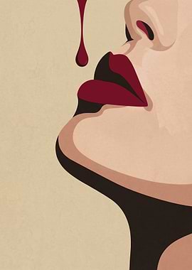 Minimalist Red Lips Wine Drip Sensual Luxury