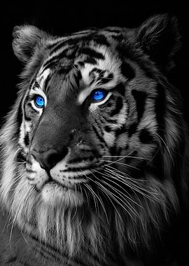 Tiger with Striking Blue Eyes