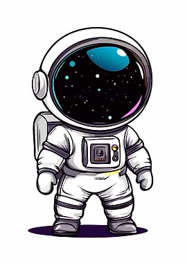 Cute Astronaut with Starry Helmet