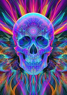 Psychedelic Skull with Fractal Aura
