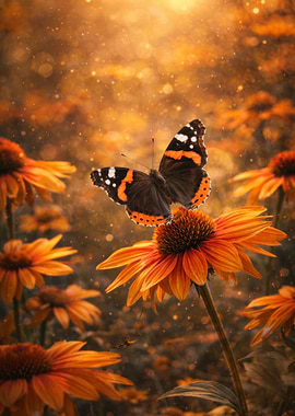 Butterfly on an orange flower