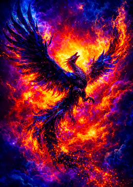 Fiery Phoenix in Cosmic Nebula