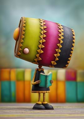 Whimsical Robot Reading a Book