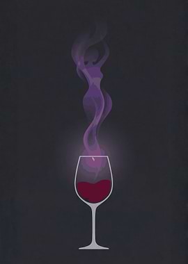 Minimalist Wine Glass Smoke Woman