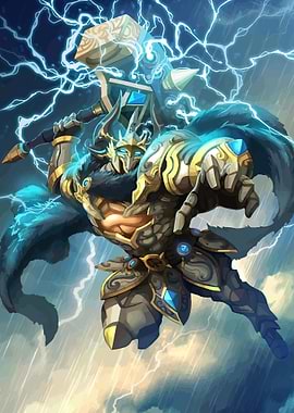 Warrior with Hammer and Lightning