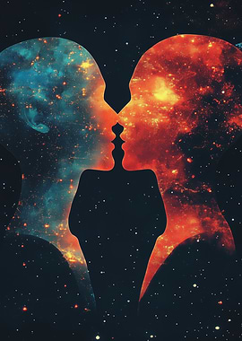 Cosmic Couple Silhouette Zodiac