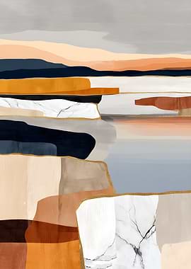 Abstract Landscape with Gold Accents