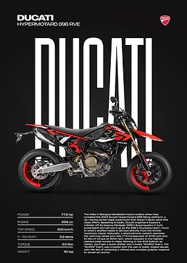 Ducati Hypermotard 698 RVE Motorcycle Poster