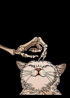 Skeleton Hand Petting a Cat