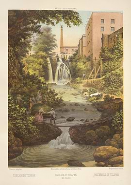 Waterfall and People in Nature