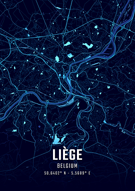 Liège Midnight City Map