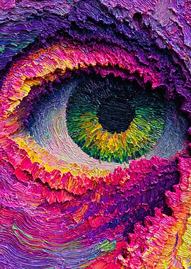 Colorful Abstract Eye Impasto Painting