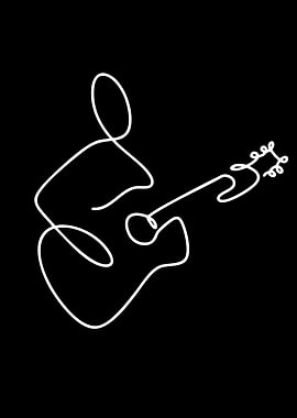 Minimalist Guitar Line Art
