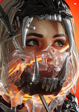 Cyberpunk Warrior Woman with Mask