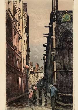 Rainy Parisian Street Scene