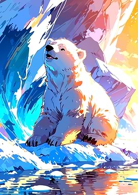 Polar Bear in Icy Landscape