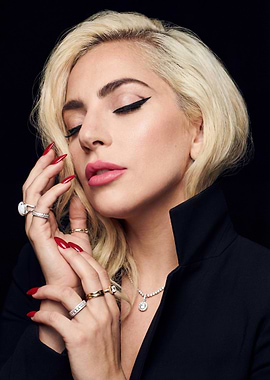 Lady Gaga in Black Blazer with Jewelry