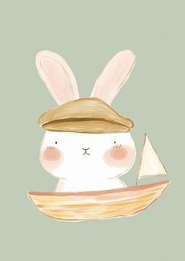 Cute Bunny in a Boat