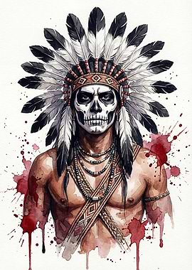 Warrior with Skull Face Paint