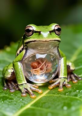 Green Tree Frog with Parasites