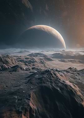 Alien Planet Landscape with Giant Planet