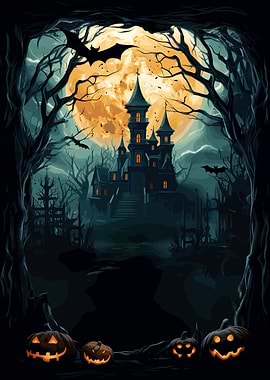 Spooky Halloween Castle Scene