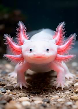 Cute Axolotl with Pink Gills