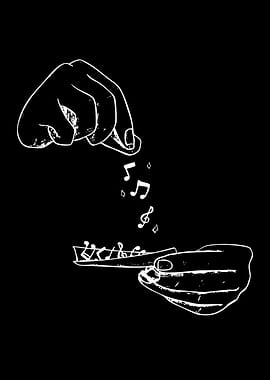 Hands sprinkling musical notes