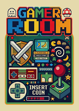 Retro Gamer Room Pixel Art