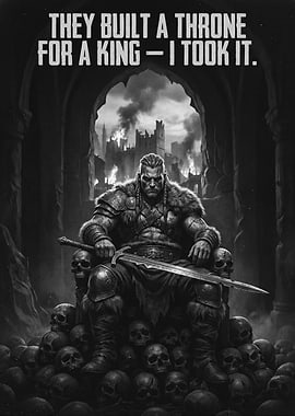 Warrior King on Skull Throne