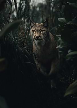 Lynx in dense foliage