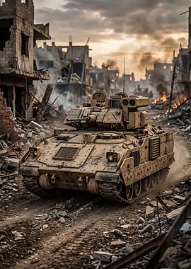 Tank in a Destroyed City