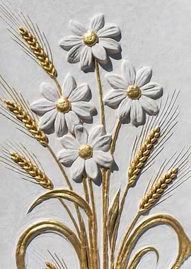 Embossed Floral and Wheat Relief