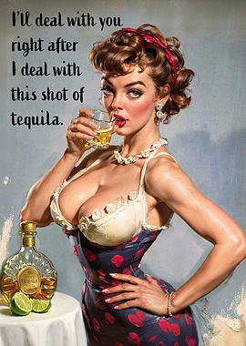 Woman drinking tequila