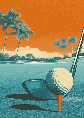 Golf ball on tee with driver