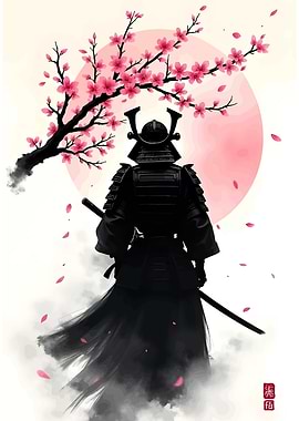 Samurai Warrior Under Cherry Blossoms