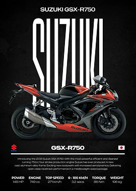 Suzuki GSX-R750 Motorcycle Poster