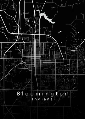 Bloomington Indiana City Map black