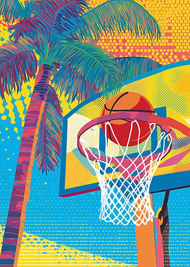 Tropical Basketball Scene
