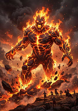Fire Elemental Attacking Warriors