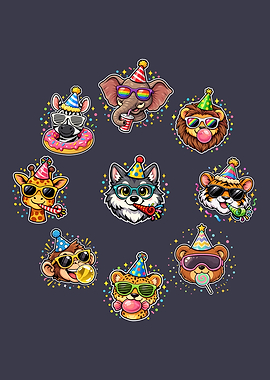 Cute Animals Celebrating a Birthday